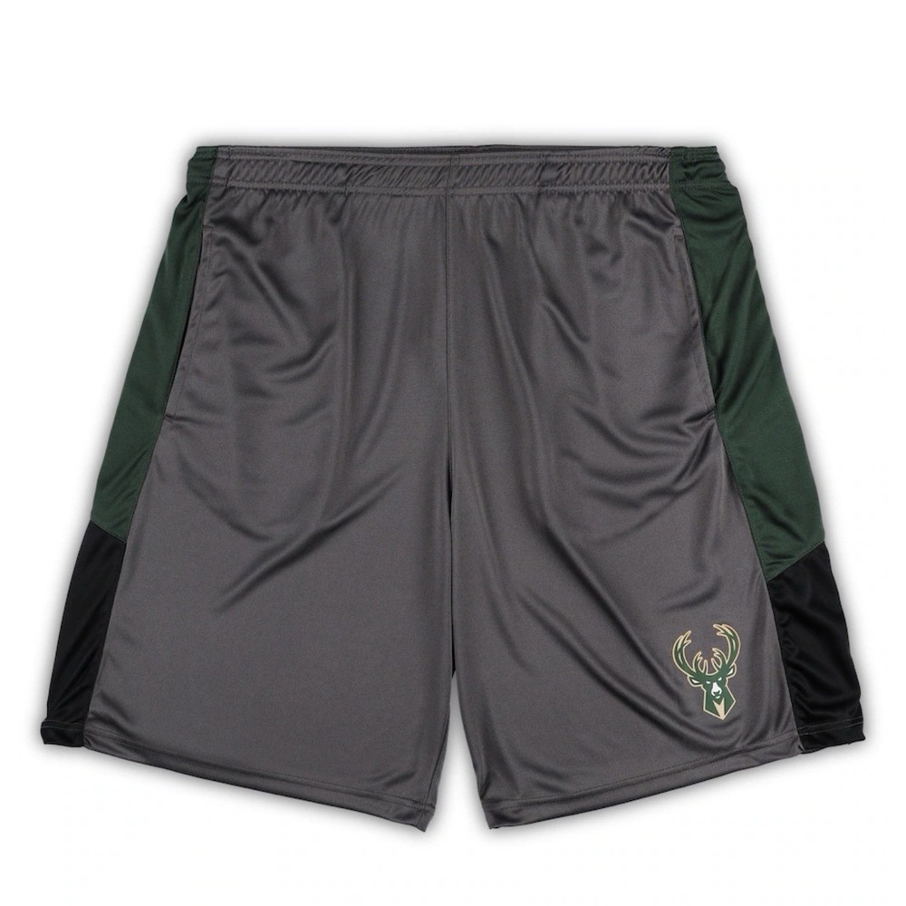 Milwaukee Bucks Fanatics Big & Tall Men's Shorts Basketball Gray Sz 5XL New
